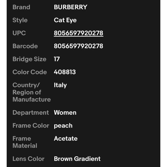 New Burberry Brown Gradient Cat Eye Ladies Sunglasses BE4407 408813 54 - Picture 7 of 8